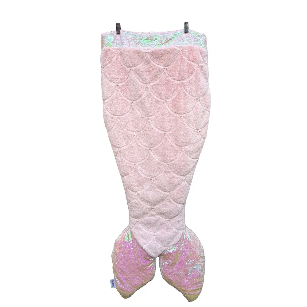 Kensie Home 22X52 Pink Plush Snuggle Mermaid Tail Throw Sleepover Cozy Pearls